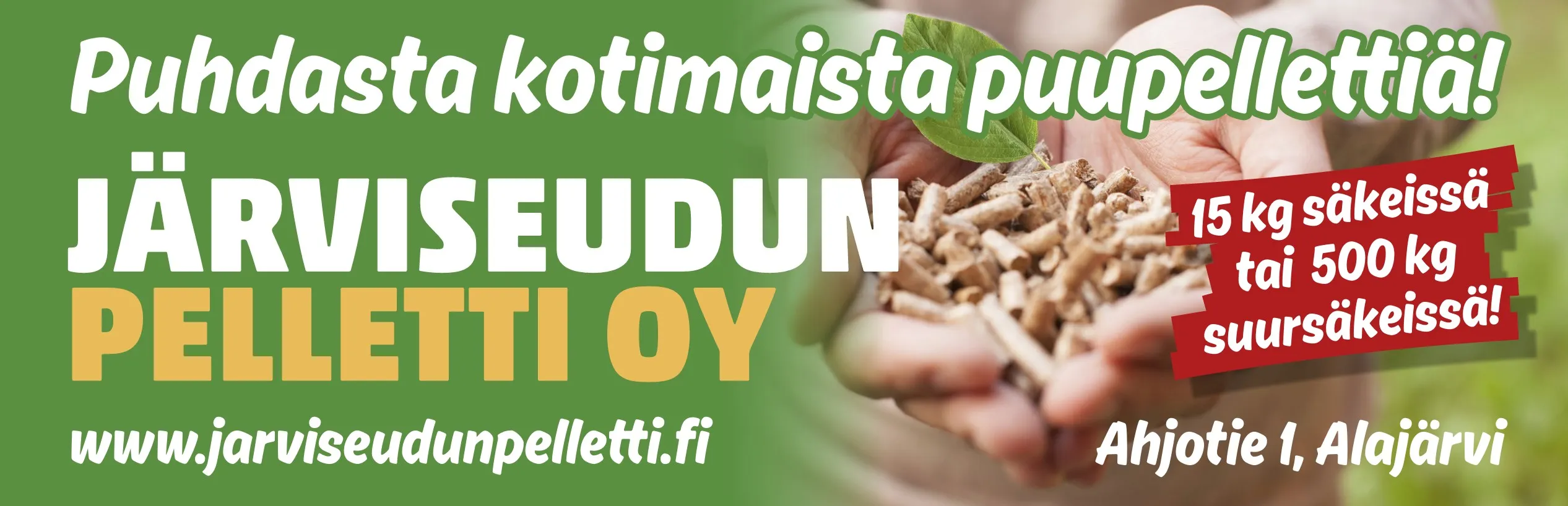 Järviseudun Pelletti roadside advertisement